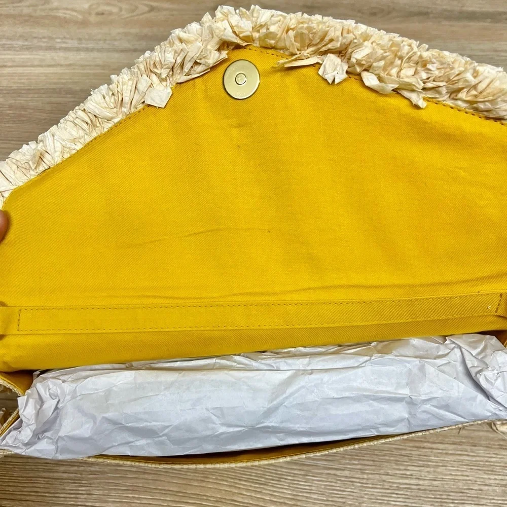 NEW Chico's Neutral Embroidered Fringe Clutch